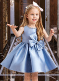 Shayna Ball-Gown/Princess Knee-length Flower Girl Dress - Satin Sleeveless Scoop Neck With Bow(s) UKP0015782