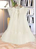 Kayleigh A-Line Knee-length Flower Girl Dress - Satin/Tulle Sleeveless Scoop Neck With Ruffles UKP0015785