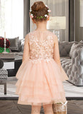 Maddison Ball-Gown/Princess Knee-length Flower Girl Dress - Tulle/Lace Sleeveless Scoop Neck With Lace/Beading UKP0015786