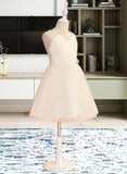 Leilani A-Line Knee-length Flower Girl Dress - Tulle Sleeveless V-neck With Ruffles/Beading UKP0015791