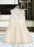 Leilani A-Line Knee-length Flower Girl Dress - Tulle Sleeveless V-neck With Ruffles/Beading UKP0015791