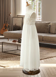 Claudia A-Line Floor-length Flower Girl Dress - Chiffon/Lace Sleeveless Square Neckline With Lace/Appliques UKP0015800