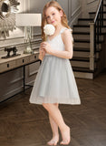 Alexia A-Line Knee-length Flower Girl Dress - Tulle/Lace Sleeveless V-neck UKP0015801