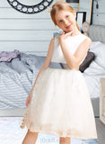 Alia A-Line/Princess Knee-length Flower Girl Dress - Satin/Lace Sleeveless Scoop Neck With Sash UKP0015802