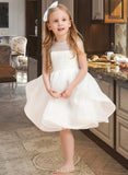 Finley Ball-Gown/Princess Knee-length Flower Girl Dress - Organza Sleeveless Scoop Neck With V Back UKP0015810