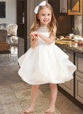 Finley Ball-Gown/Princess Knee-length Flower Girl Dress - Organza Sleeveless Scoop Neck With V Back UKP0015810