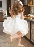 Finley Ball-Gown/Princess Knee-length Flower Girl Dress - Organza Sleeveless Scoop Neck With V Back UKP0015810