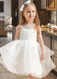 Finley Ball-Gown/Princess Knee-length Flower Girl Dress - Organza Sleeveless Scoop Neck With V Back UKP0015810