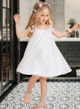 Lucy A-Line/Princess Tea-length Flower Girl Dress - Chiffon Sleeveless Scoop Neck With Lace UKP0015814