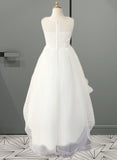 Karen A-Line Asymmetrical Flower Girl Dress - Tulle/Lace Sleeveless Scoop Neck UKP0015828