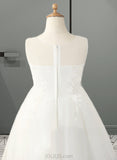 Karen A-Line Asymmetrical Flower Girl Dress - Tulle/Lace Sleeveless Scoop Neck UKP0015828