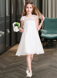 Savanah Empire Knee-length Flower Girl Dress - Chiffon/Lace Sleeveless Scoop Neck UKP0015833