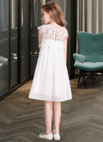 Savanah Empire Knee-length Flower Girl Dress - Chiffon/Lace Sleeveless Scoop Neck UKP0015833