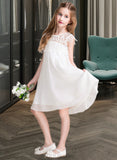 Savanah Empire Knee-length Flower Girl Dress - Chiffon/Lace Sleeveless Scoop Neck UKP0015833