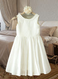 Nathaly A-Line/Princess Knee-length Flower Girl Dress - Cotton Sleeveless Scoop Neck UKP0015843