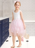 Frances Ball-Gown/Princess Knee-length Flower Girl Dress - Tulle/Lace Sleeveless Scoop Neck With Lace/Beading/Sequins/V Back UKP0015846