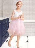 Frances Ball-Gown/Princess Knee-length Flower Girl Dress - Tulle/Lace Sleeveless Scoop Neck With Lace/Beading/Sequins/V Back UKP0015846