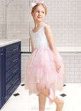 Frances Ball-Gown/Princess Knee-length Flower Girl Dress - Tulle/Lace Sleeveless Scoop Neck With Lace/Beading/Sequins/V Back UKP0015846