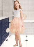 Frances Ball-Gown/Princess Knee-length Flower Girl Dress - Tulle/Lace Sleeveless Scoop Neck With Lace/Beading/Sequins/V Back UKP0015846