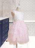 Frances Ball-Gown/Princess Knee-length Flower Girl Dress - Tulle/Lace Sleeveless Scoop Neck With Lace/Beading/Sequins/V Back UKP0015846