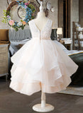 Gillian Ball-Gown/Princess Tea-length Flower Girl Dress - Tulle/Lace Sleeveless Scoop Neck UKP0015854