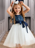 Katelynn A-Line Knee-length Flower Girl Dress - Tulle/Lace Sleeveless Scoop Neck UKP0015870