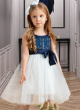 Katelynn A-Line Knee-length Flower Girl Dress - Tulle/Lace Sleeveless Scoop Neck UKP0015870