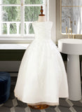 Rylee Ball Gown Ankle-length Flower Girl Dress - Satin/Tulle Sleeveless Scoop Neck With Beading/Appliques UKP0015871