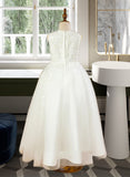 Rylee Ball Gown Ankle-length Flower Girl Dress - Satin/Tulle Sleeveless Scoop Neck With Beading/Appliques UKP0015871