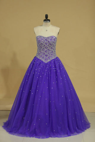 Tulle Ball Gown Sweetheart With Beading Quinceanera Dresses Floor Length