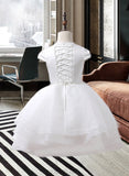 Beryl A-Line/Princess Knee-length Flower Girl Dress - Organza/Satin Sleeveless Scoop Neck With Beading/Bow(s) UKP0015881