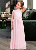 Lorelai A-Line/Princess Floor-length Flower Girl Dress - Chiffon/Lace Sleeveless Scoop Neck UKP0015882