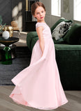 Lorelai A-Line/Princess Floor-length Flower Girl Dress - Chiffon/Lace Sleeveless Scoop Neck UKP0015882