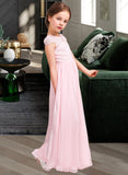 Lorelai A-Line/Princess Floor-length Flower Girl Dress - Chiffon/Lace Sleeveless Scoop Neck UKP0015882