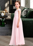 Lorelai A-Line/Princess Floor-length Flower Girl Dress - Chiffon/Lace Sleeveless Scoop Neck UKP0015882