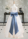 Kamila Ball-Gown/Princess Floor-length Flower Girl Dress - Organza Sleeveless Square Neckline With Lace/Sash/Beading/Flower(s)/Bow(s) UKP0015883