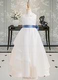 Kamila Ball-Gown/Princess Floor-length Flower Girl Dress - Organza Sleeveless Square Neckline With Lace/Sash/Beading/Flower(s)/Bow(s) UKP0015883