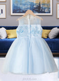 Mara A-Line Knee-length Flower Girl Dress - Tulle/Lace Sleeveless Scoop Neck UKP0015887