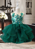 Selina Ball-Gown/Princess Knee-length Flower Girl Dress - Tulle/Lace/Sequined Sleeveless Scoop Neck UKP0015897