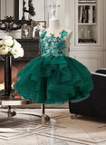 Selina Ball-Gown/Princess Knee-length Flower Girl Dress - Tulle/Lace/Sequined Sleeveless Scoop Neck UKP0015897