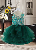 Selina Ball-Gown/Princess Knee-length Flower Girl Dress - Tulle/Lace/Sequined Sleeveless Scoop Neck UKP0015897