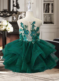 Selina Ball-Gown/Princess Knee-length Flower Girl Dress - Tulle/Lace/Sequined Sleeveless Scoop Neck UKP0015897