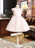 Erika Ball-Gown/Princess Knee-length Flower Girl Dress - Satin/Tulle Sleeveless Scoop Neck With Bow(s) UKP0015904