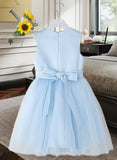 Prudence A-Line Knee-length Flower Girl Dress - Tulle/Lace Sleeveless Scoop Neck With Flower(s) UKP0015907