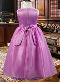 Kailyn Ball-Gown/Princess Ankle-length Flower Girl Dress - Cotton Blends Sleeveless Scoop Neck With Flower(s) UKP0015913