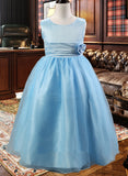 Kailyn Ball-Gown/Princess Ankle-length Flower Girl Dress - Cotton Blends Sleeveless Scoop Neck With Flower(s) UKP0015913