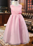 Kailyn Ball-Gown/Princess Ankle-length Flower Girl Dress - Cotton Blends Sleeveless Scoop Neck With Flower(s) UKP0015913