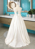 Serena Ball-Gown/Princess Sweep Train Flower Girl Dress - Satin/Tulle/Lace Sleeveless Scoop Neck With Sash UKP0015930