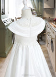 Mallory Ball-Gown/Princess Sweep Train Flower Girl Dress - Satin/Lace Sleeveless Scoop Neck UKP0015931