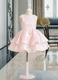 Nora A-Line Short/Mini Flower Girl Dress - Satin/Lace Sleeveless Scoop Neck UKP0015937